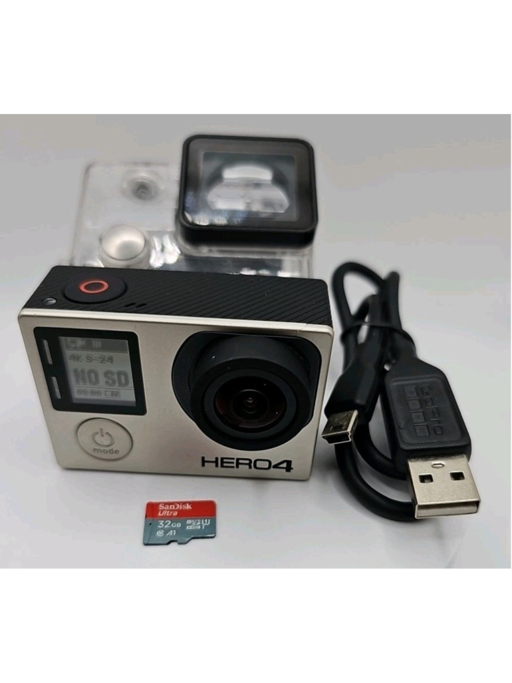 GoPro HERO4 Action Camera With Waterproof Case, SD Card, & USB Cable Tested